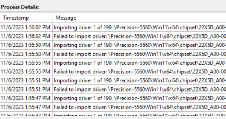 Dell Command MECM 2403 with SQL 2022 Drivers fail to Import